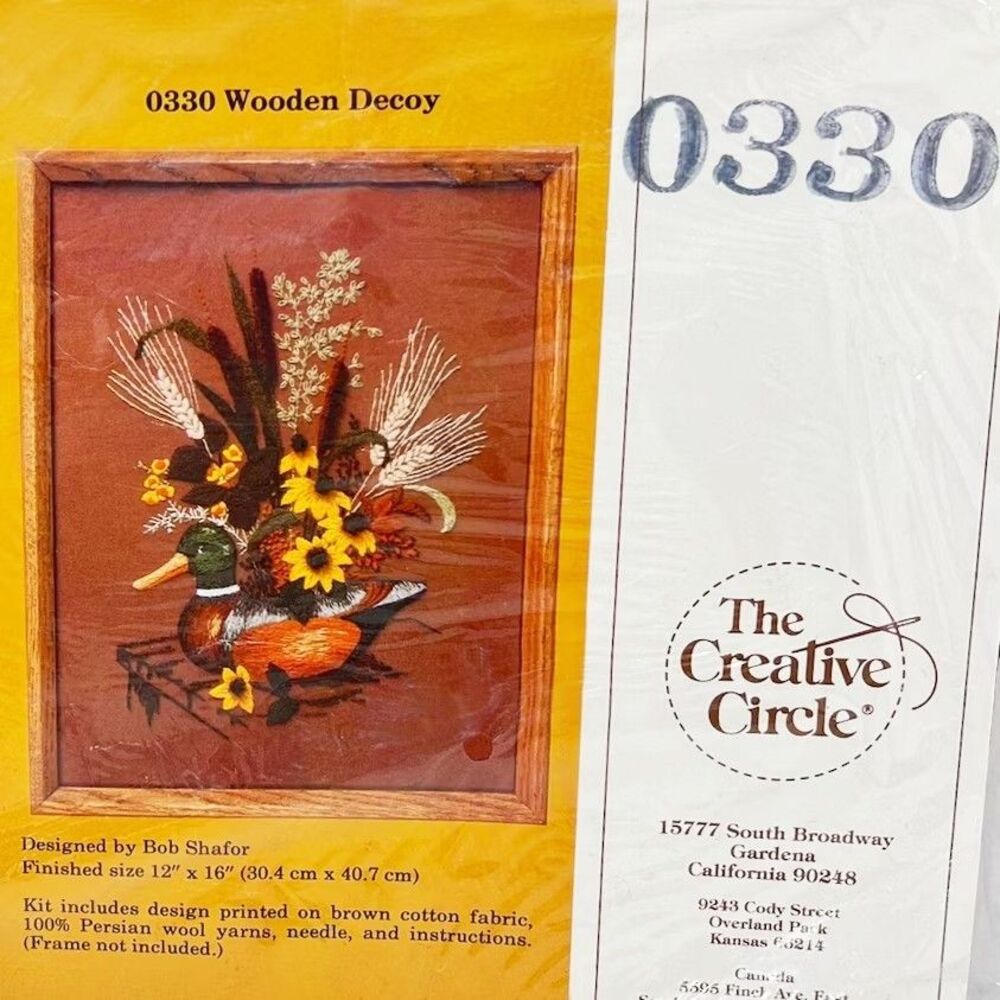 Creative Circle Wooden Duck Decoy 0330 Vintage Crewel Embroidery Kit 12x16